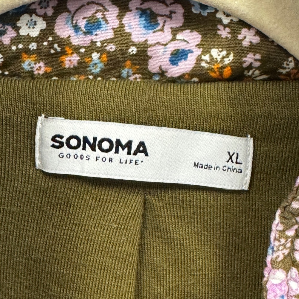 Sonoma Goods For Life Womens XL Floral Quilted Puffer Bomber Jacket Full Zip - Picture 9 of 11